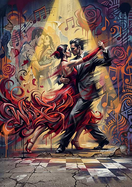 Passionate Tango Dance Graffiti Art
