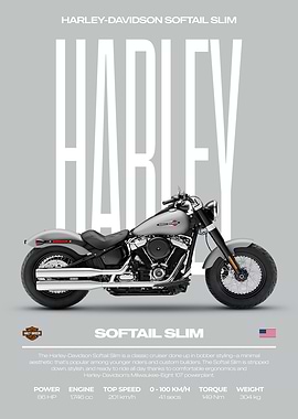 Harley-Davidson Softail Slim Motorcycle Poster
