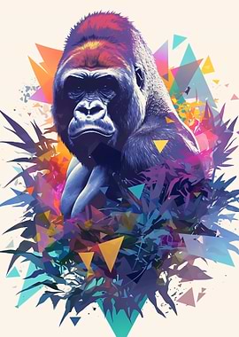 Colorful Gorilla Abstract Art