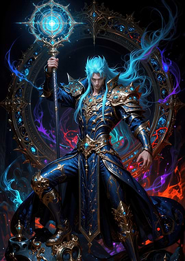 Fantasy Warrior with Magic Staff