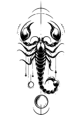 Black and White Scorpion Illustration