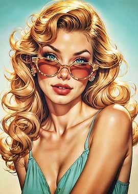 Blonde Woman with Sunglasses Portrait