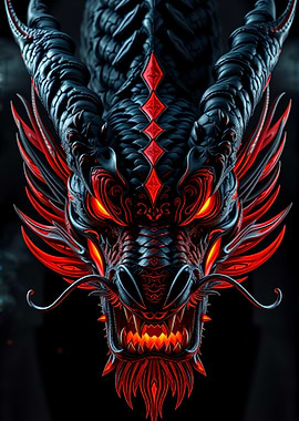 Detailed Dragon Head with Red Accents