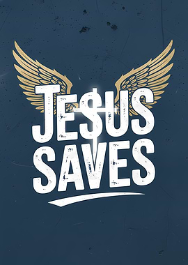 Jesus Saves Typography with Wings