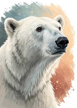 Watercolor Portrait of a Polar Bear