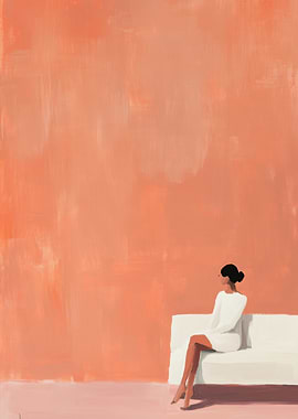 Woman in White Dress on Couch