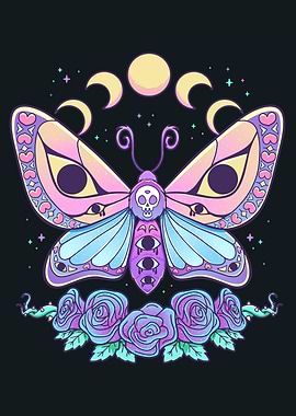 Pastel Gothic Butterfly with Roses