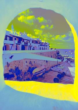 Coastal view through an opening