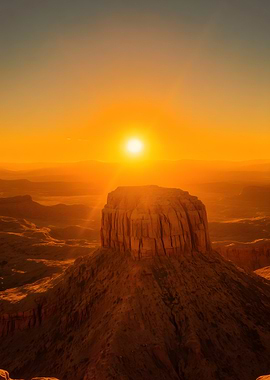 Desert Butte at Sunset