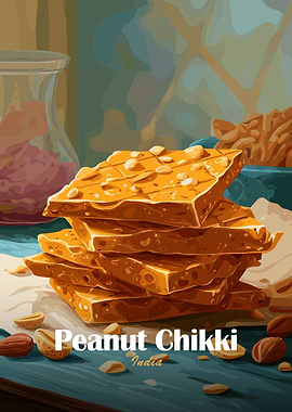 Peanut Chikki India Food Illustration