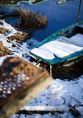 Snowy Boat on a Winter Day