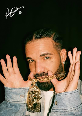 Drake Portrait with Jesus Piece Necklace