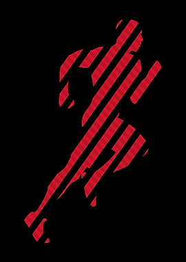Red Striped Runner Silhouette on Black