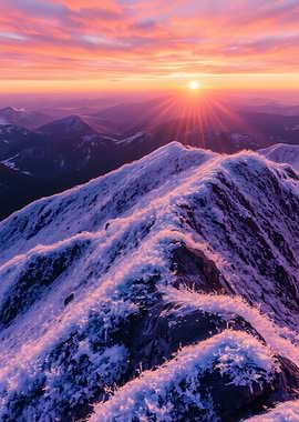 Snowy Mountain Peak at Sunrise
