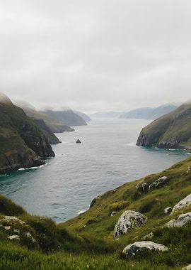 Coastal Cliffs and Misty Waters