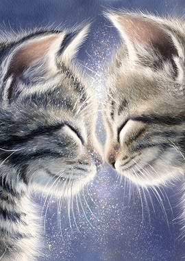 Two Kittens Touching Noses with Sparkles