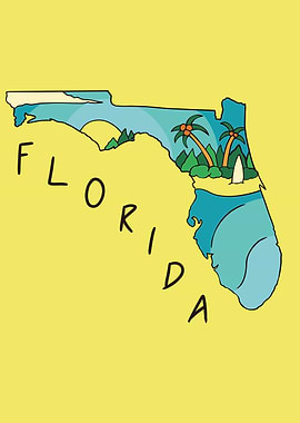 Florida State Map Illustration
