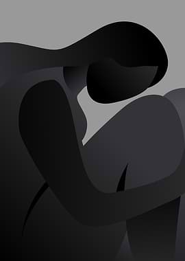 Silent Sorrow: Dark Minimalist Grief & Depression Art