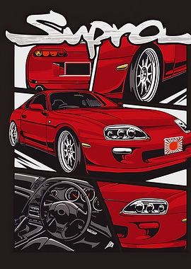 Red Supra Car Illustration