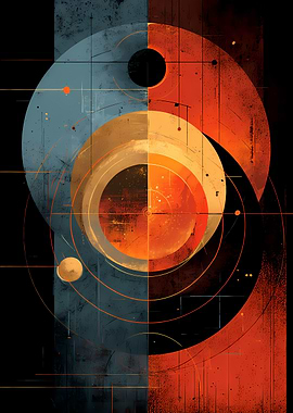 Abstract Circles in Orange and Blue