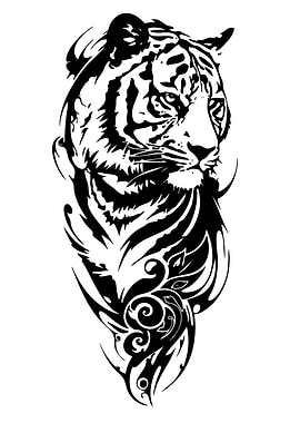 Tiger Tattoo Design Black and White
