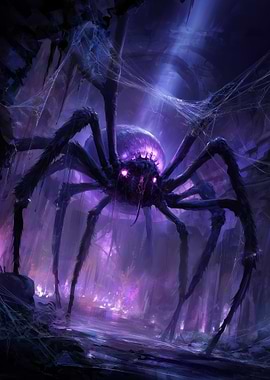 Giant Spider in Dark Cave
