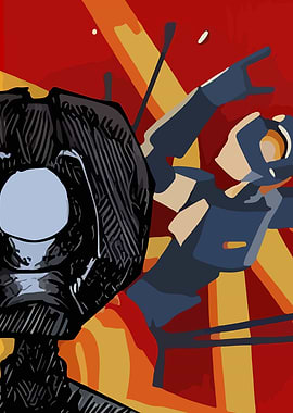 Abstract Robot and Pilot Illustration