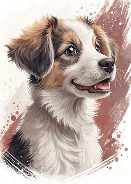 Watercolor Portrait of a Cute Puppy
