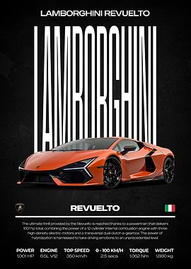 Lamborghini Revuelto Car Poster
