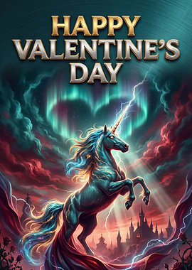 Happy Valentine's Day Unicorn Fantasy
