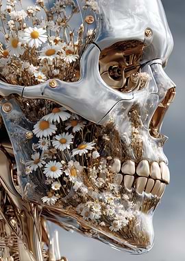 Floral Cyborg Skull