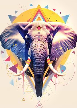 Geometric Elephant Art