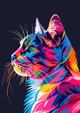 Colorful Cat Portrait