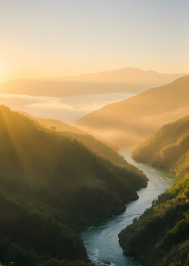 Golden River Valley at Sunrise