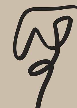 Abstract Black Line Art on Beige