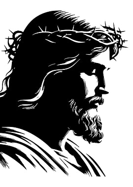 Jesus Christ Silhouette with Crown of Thorns