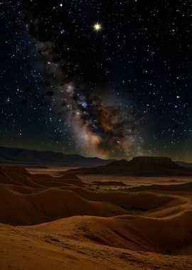 Desert Landscape Under the Milky Way