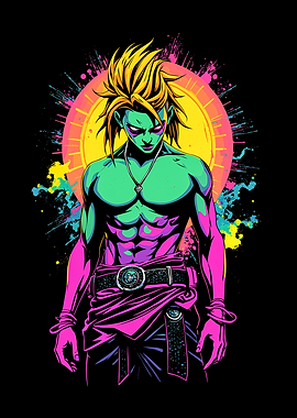 Anime Character with Colorful Background (Serie Warriors)