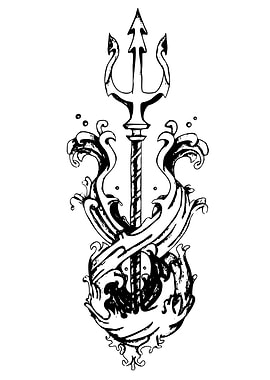 Trident and Waves Black and White