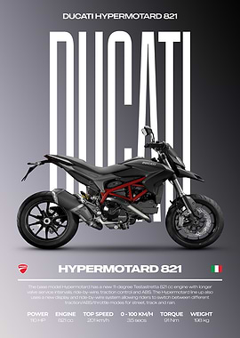 Ducati Hypermotard 821 Motorcycle Poster