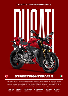 Ducati Streetfighter V2 S Motorcycle Poster