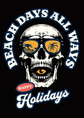 Beach Days Skull with Sunglasses Graphic