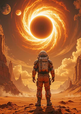 Astronaut Stares at Eclipse