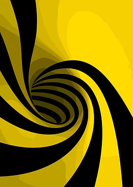 Abstract Black and Yellow Swirl