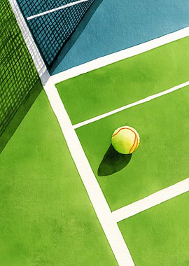 Tennis Court Watercolor
