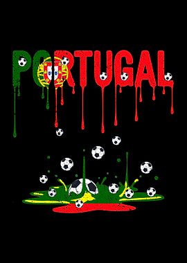 Cute Portugal Flag Soccer Football Dripping Art