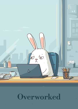 Overworked Rabbit Cartoon