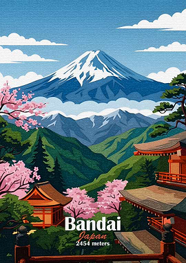 Mount Bandai, Japan Landscape Art
