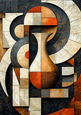 Abstract Vase Art with Geometric Shapes