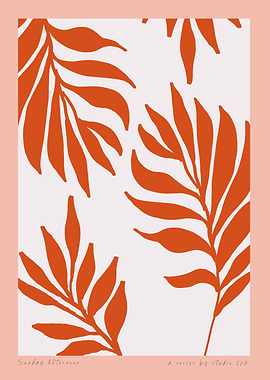Botanical Print with Orange Leaves